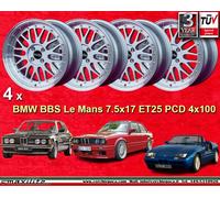4 cerchi BBS Le Mans BMW E30 E21 7.5x17 ET25 PCD 4x100 wheel Felge jante