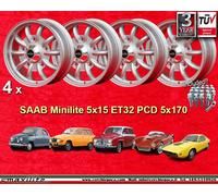 4 Cerchi+Bulloni SAAB 95 96 V4 Minilite 5x15 ET32 5x170 Wheels Felgen Jantes