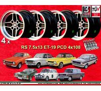 4 Cerchi+Dadi FORD LOTUS TALBOT RS 7.5x13 ET-19 Escort Capri Taunus Cortina