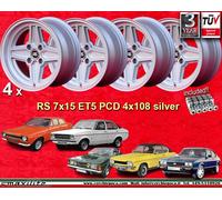4 Cerchi+Dadi FORD LOTUS TALBOT RS 7x15 ET+5 4x108 Escort Capri Taunus Cortina