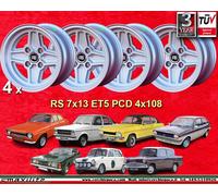 4 Cerchi FORD LOTUS TALBOT RS 7x13 ET5 4x108 Escort Capri Taunus Cortina silver