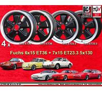 4 cerchi Fuchs Porsche 911 SC 3.0 / 944 Felgen 6x15 + 7x15 mit wheels Black