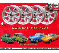 4 Cerchi Minite 6x13 Simca 1000 1200 Rallye Wheels Felgen llantas Jantes