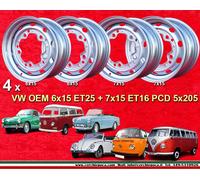 4 cerchi Volkswagen Maggiolino Buggy Kafer 6x15 ET25 + 7x15 ET16 5x205 Felgen