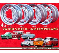 4 cerchi Volkswagen Maggiolino Buggy Kafer 7x15 ET16 + 8x15 ET25 5x205 Felgen