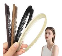 4 cerchietti a zig-zag, in plastica antiscivolo, flessibili, con pettine, da donna con denti, per il trucco, yoga, tutti i giorni (beige, marrone, nero, cachi)