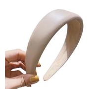 4 cerchietti in pelle, da donna, larghi, imbottiti, in poliuretano, per capelli, stile vintage, per trucchi, compleanni, feste, cura della pelle, beige