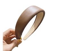 4 cerchietti in pelle, da donna, larghi, imbottiti, in poliuretano, per capelli, stile vintage, per trucchi, compleanni, feste, cura della pelle, marrone