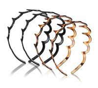 4 cerchietti per capelli a zig-zag, antiscivolo, da uomo, con denti di squalo, in plastica, ondulati a zig-zag, per trucco, sport all'aria aperta, tutti i giorni