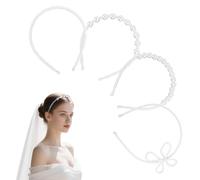 4 cerchietti per capelli con perle bianche, 4 diversi disegni, cerchietti con perle bianche, cerchietto per capelli Dirndl beige da sposa, per matrimonio, compleanno e uso quotidiano