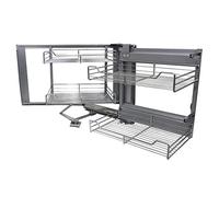 4 Cestelli in Acciaio Inox per Mobile ad Angolo Cieco 90-100cm Mano Destra