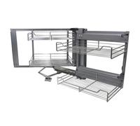 4 Cestelli in Acciaio Inox per Mobile ad Angolo Cieco 90-100cm Mano Destra