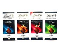 4 cesti assortiti per cioccolatini fondenti - Fine Lindt cioccolato fondente barrette di sale marino, caramello, mirtillo rosso mandorla e nocciola e menta regalo intenso per Pasqua, tutti i regali di occasione, 4 x 100 g