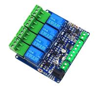 4-Channel Relay Output Module with 4 Digital Inputs, RS485 & TTL Serial Communication, 12V Power Supply Fits for for PLC Remote Control, Modbus RTU, MCU IO Expansion