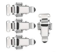 4 chiusure a molla in acciaio inox con doppia molla, morsetto resistente alla ruggine per cassetta degli attrezzi, cassette di legno e armadi, argento (L)