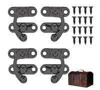 4 chiusure antiche vintage con viti, gancio tempesta con gancio di chiusura, gancio per tempesta piccolo, chiusura cofanetto, gancio antico Latch Hook Hasp per fai da te, piccola scatola di legno