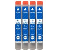 Go Inks 4 cartucce d'inchiostro ciano per sostituire Epson T3362 (serie 33XL) compatibili/non-OEM per stampanti Epson Expression Premium