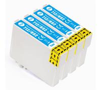 Go Inks Cartuccia d'inchiostro compatibile T0712 ciano - Confezione da 4 cartucce di ricambio per stampanti Epson Stylus - 13,5 ml - 4 x ciano
