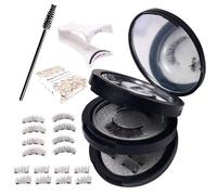 4 ciglia magnetiche pare, ciglia magnetiche 3D, naturalmente riutilizzabili con magnete, extension magnetiche, senza eyeliner, ciglia magnetiche con pinza magnetica (nero)