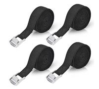 4 cinghie corte, 3 m x 2,5 cm, nero, con serratura, regolabile, con cricchetto per portabici, moto, auto, portabagagli, portata fino a 500 kg