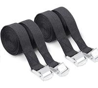 4 cinghie di tensione corte 2,5 m x 25 mm, cinghie di tensione nere con chiusura a morsetto, cinghie regolabili con cricchetto, cinghie di fissaggio per portabici, moto, auto, portabagagli, portata
