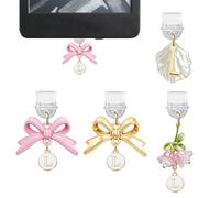 4 ciondoli a forma di iniziale per Kindle, graziosi tappi antipolvere a forma di fiocco, compatibili con e-reader, telefono, iPad con porta di ricarica di tipo C/USB C, CP11-L