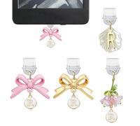 4 ciondoli a forma di iniziale per Kindle, graziosi tappi antipolvere a forma di fiocco, compatibili con e-reader, telefono, iPad con porta di ricarica di tipo C/USB C, CP11-R