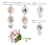 4 ciondoli per bouquet di nozze, bouquet da sposa con foto per sposa, kit fai da te per la creazione di spille con You Are Always in My Heart per regalo ricordo amico