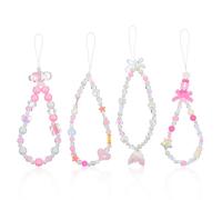 4 ciondoli per telefono Kawaii, 4 stili estetici, portachiavi Y2K con perline, rosa, cuore, nuvola, farfalla, stella, coda di sirena, ciondoli per braccialetto, portafoglio, borsa, fotocamera