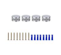 4 clip di fissaggio per specchio multiuso rotondo 3 - 5 mm, materiale di montaggio a specchio senza cornice, set di fissaggio a doppia vite con viti lunghe e tasselli - argento