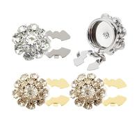 4 Clip Per Fibbia Con Fiore In Cristallo, Bottoni Con Manico In Cristallo In Ottone, Coprigemelli A Fiore, Clip Per Fibbia Istantanea Senza Soluzione Di Continuità, Accessori Per Abiti Alla Moda
