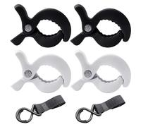 4 clip per passeggino, 2 ganci per passeggino, clip per passeggino, clip per giocattoli per passeggino, clip per asciugamani, clip per asciugamano da spiaggia, mollette in plastica antivento