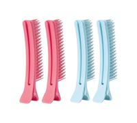 4 clip per sezionare i capelli, 2 colori, per saloni, famiglie, tinture, permanenti e zone di styling (rosa + blu)