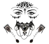 4 collane gotiche per Halloween, gioielli gotici, gioielli gotici, pietre scintillanti, per il viso, gioielli gotici, gioielli steampunk, stile retrò, in pizzo, accessori per vampiro, per costume di