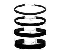 4 collane nere floccate eleganti accessori per il collo da donna, sexy regolabile, collana semplice e versatile, adatta per appuntamenti, concerti (quattro specifiche), 0,6 * 37 cm, 1 * 37 cm, 1,5 *