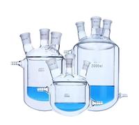 4 colli 250 500 1000 ml bottiglia reattore con camicia a doppio strato pallone laboratorio esperimento chimico graduato(1000ml 24-19-19-19)