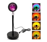 4 Color Sunset Projection Floor Lamp - 360° Swivel Mood Adjustable Glow Sunset Lamp for Bedroom Decor - USB-Powered Night Light Projector for Ambient Lighting, Live Streaming, and Photography