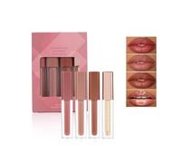 4-Colore Set Rossetto Trucco: Tinta Labbra Antiaderente + Rossetto Matte Lungo Durata + Gloss Labbra | Colore Intenso, Formulazione Resistente per Donne e Ragazze (#C, 43.5g)