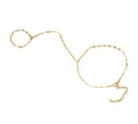 4 Colori Collegati Blu Donne Anelli Anello Bracciale Hand Chain Zirconia Pearl Bead Hand Catena Dainty Gold Bracciale For Women Trendy Hand Colori Argento Naturale Placcato Charms (Yellow, One Size)