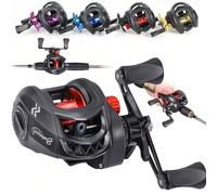 4 colori Mulinello da pesca baitcasting di base con rapporto di ingranaggi 7.2:1, bobina in alluminio, manico intercambiabile destro/sinistro, attrezzatura da pesca adatta a diverse abitudini manuali 