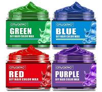 4 colori Temporary Hair Color For Kids Easter Basket Stuffers Teens Gifts,Temporary Hair Dye,Hair Color Spray Green Red Blue Purple Hair Dye Hair Dye Hair Wax Color,Instant Hair Color Wax DIY Washable