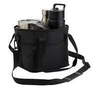 4 Compartment Drink Bag - Water Bottle Holder Tote, Insulated Multi Slot Beverage Carrier with Adjustable Shoulder Strap Outdoor Hydration Storage Bag for Camping Hiking Walking Beach Gym Travel