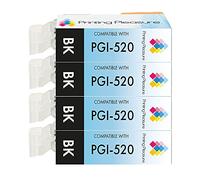4 Compatibili PGI-520BK Cartucce d'inchiostro per Canon Pixma MP540 MP540x MP550 MP560 MP620 MP620b MP630 MP640 MP980 MP990 MX860 MX870 iP3600 iP3680 iP4600 iP4680 iP4700 - Nero, Alta Capacità