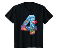 4° Compleanno Animali oceanici e marini squalo Bambini di Quattro Anni Maglietta