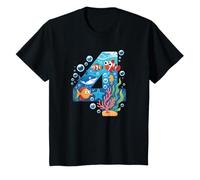 4° Compleanno Animali oceanici e marini squalo Bambini di Quattro Anni Maglietta