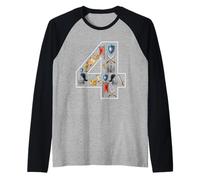 4° Compleanno Cavaliere Castello 4 Anni Ragazzi Medievale Maglia con Maniche Raglan