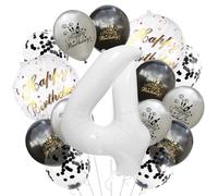 4° compleanno decorazione bianco numero 4 palloncino set nero e grigio stella stagnola palloncini in lattice 18 pollici Happy 4th Birthday Round Balloon Party Decor 4 anni decorazioni forniture per