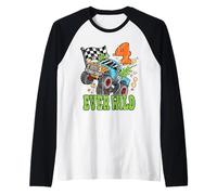 4° Compleanno Four Ever Wild 4 Year Monster Truck Racing Maglia con Maniche Raglan