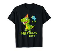 4° Compleanno Ragazzo Dinosauro T Rex Quarto Compleanno Festa Maglietta