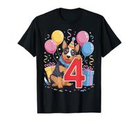 4 ° compleanno ragazzo ragazza 4 anni quattro Australian Cattle Dog Maglietta